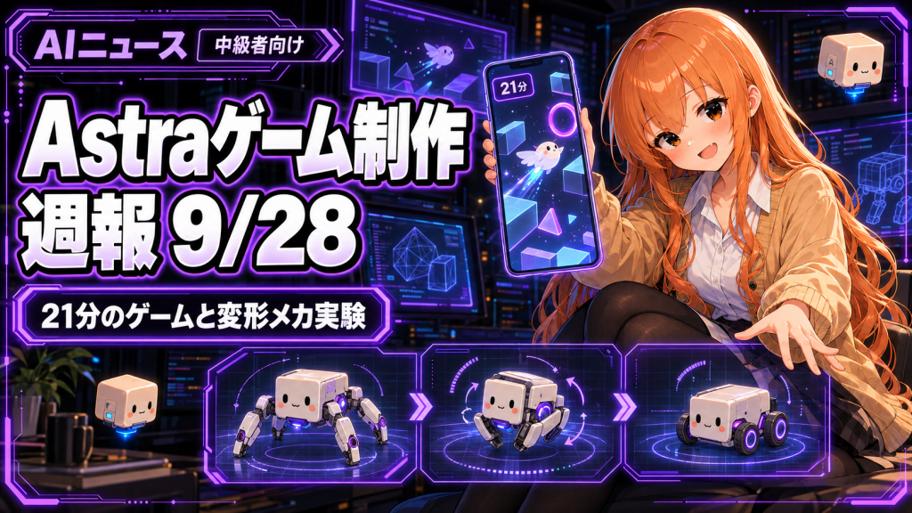 GPT-6 Astraゲーム制作週報 9月28日｜21分のゲームと変形メカ実験