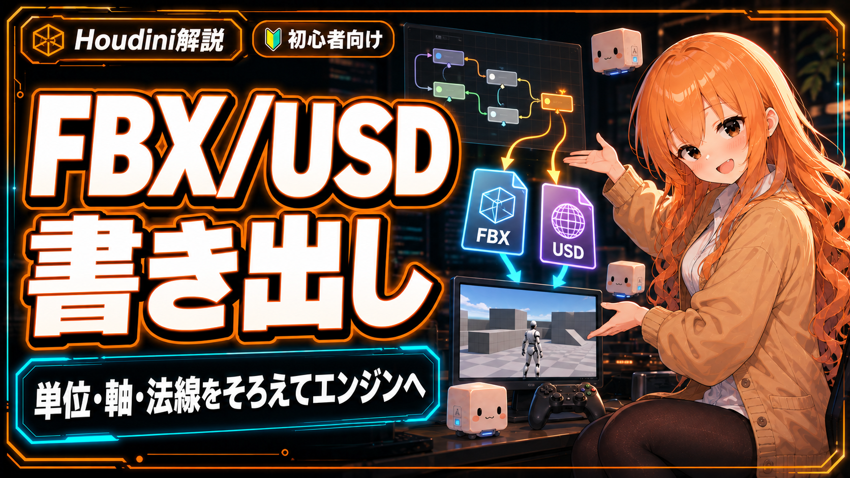 HoudiniでFBX/USDを書き出す｜単位・軸・法線をそろえてエンジンへ