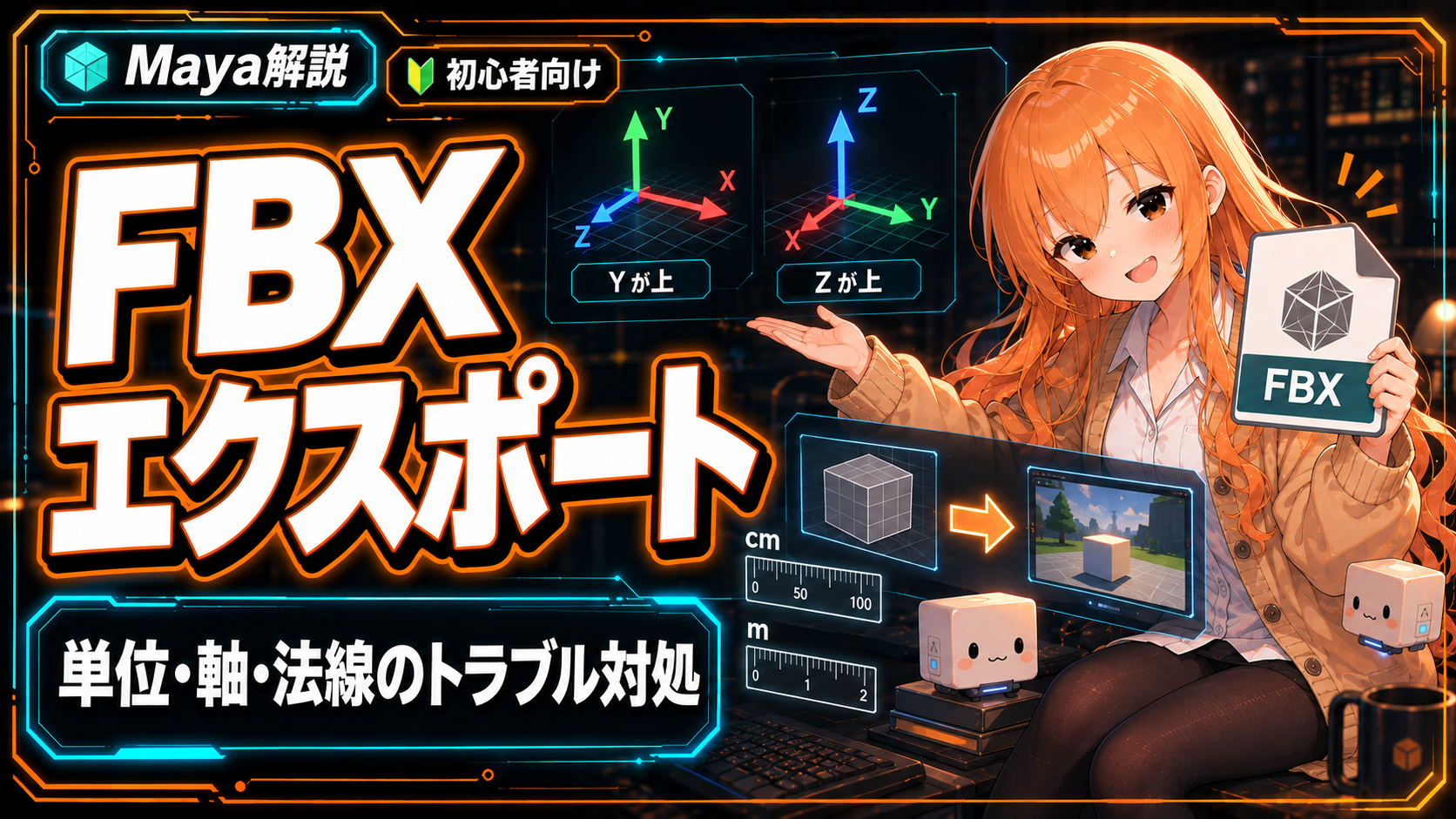 MayaのFBXエクスポートと座標系トラブル|単位・軸・法線の対処