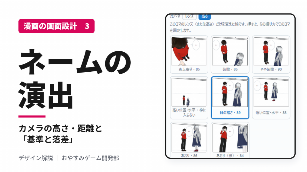 漫画のネームの演出｜カメラの高さ・距離と「基準と落差」で見せ場を作る
