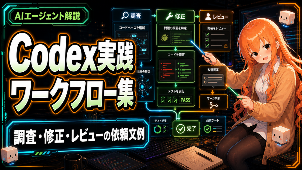 Codex実践ワークフロー集｜調査・修正・レビューの依頼文例